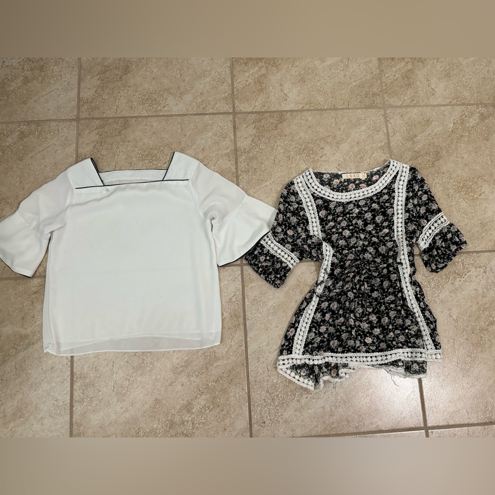 Floral Lace Dress and White Top Set Smoke-Free, Pet-Free Home｜Final Sale